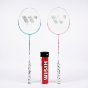 WISH BADMINTON RACKET SET (2 RACKETS + 3PCS SHUTTLECOCK) JOYFLY 201 BLUE/PINK