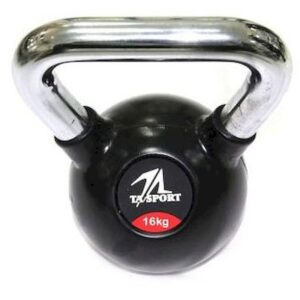BLACK RUBBER KETTLEBELL 16KG CHROME HAND GL1207ATA