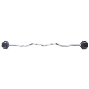 RUBBER HEX BARBELL DB402 W/CURL BAR 10 KG