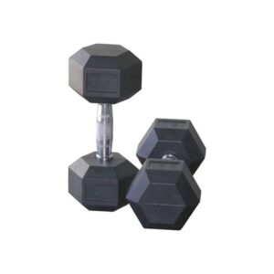 BLACK HEX RUBBER DUMBBELL GL1101 47.5KG TA LOGO