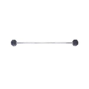 RUBBER HEX BARBELL DB402 W/CURL BAR 15 KG