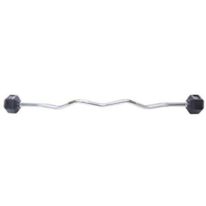 RUBBER HEX BARBELL DB402 W/CURL BAR 30 KG